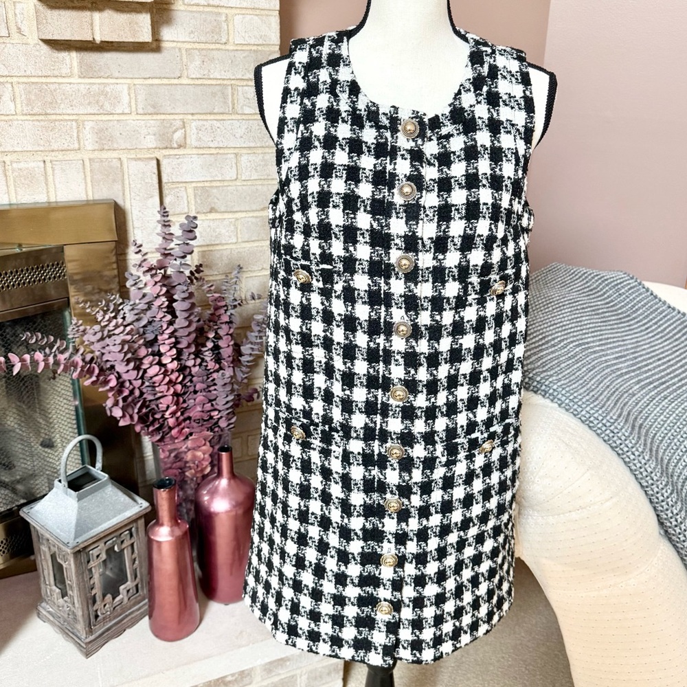 REFORMATION Tropez Mini Dress - Black Check - Picture 8 of 10